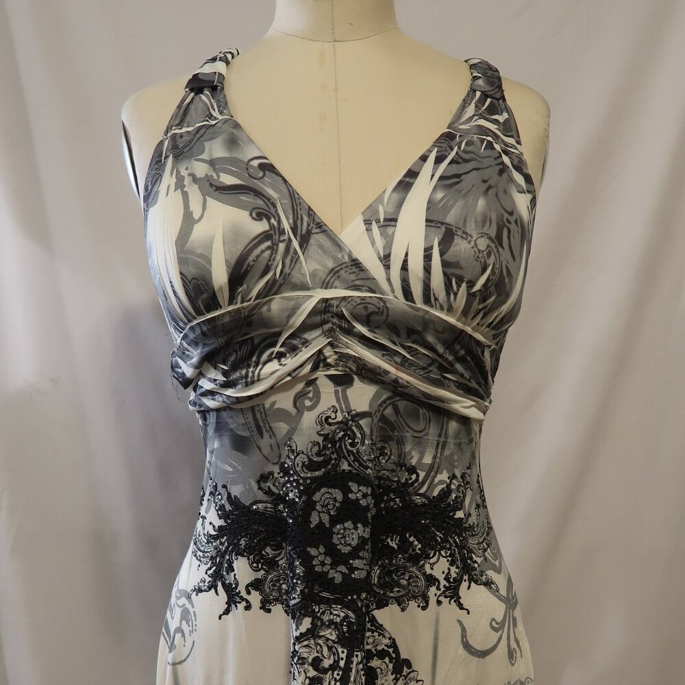 Black & White Printed Halter Dress